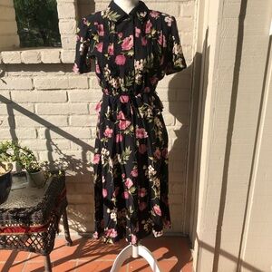 80’s Karin Stevens Floral Midi Dress